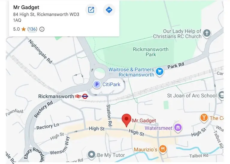 Map showing Mr Gadget in Rickmansworth